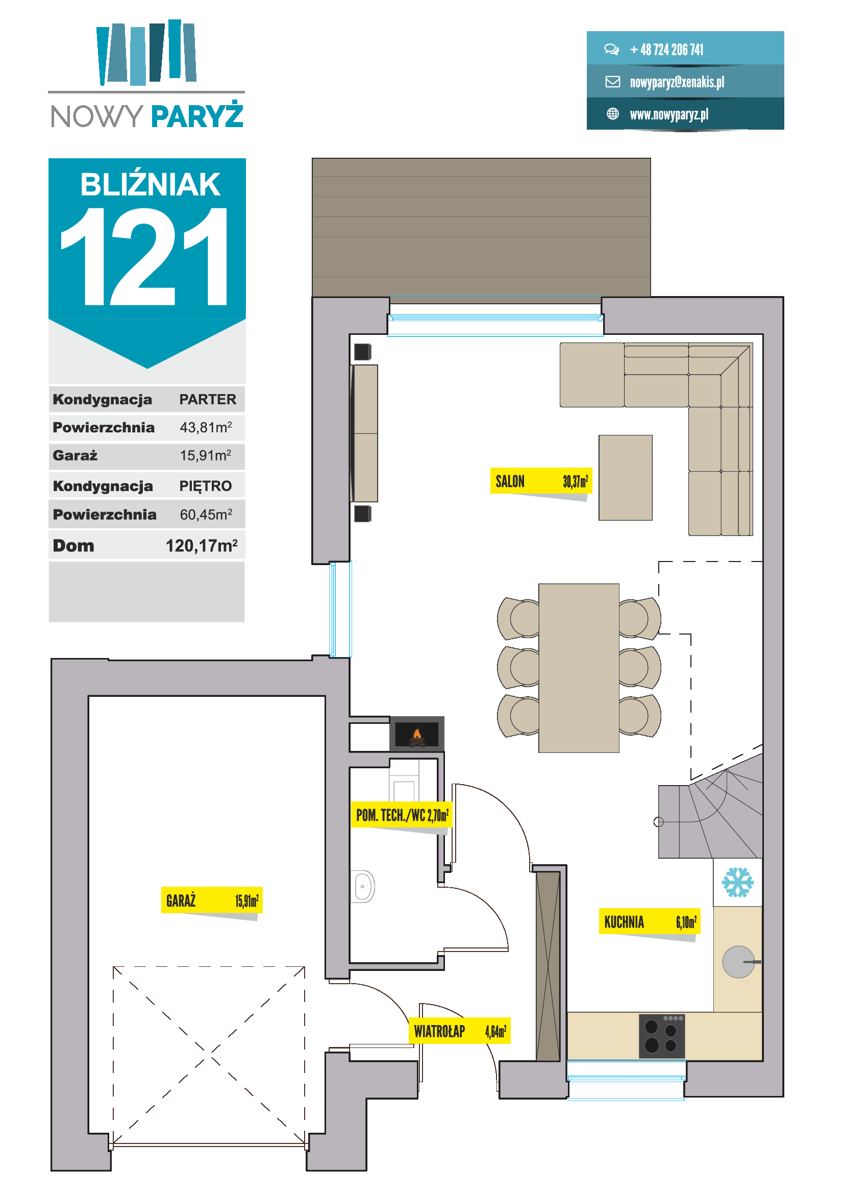 Bliźniak 121 m2 - Parter